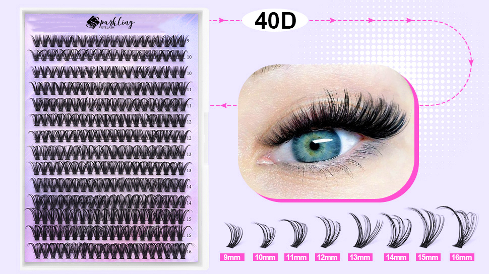 با استفاده از اکستنشن های مژه DIY با استفاده از خوشه های کرکی 40D مژه های پر زرق و برق بگیرید